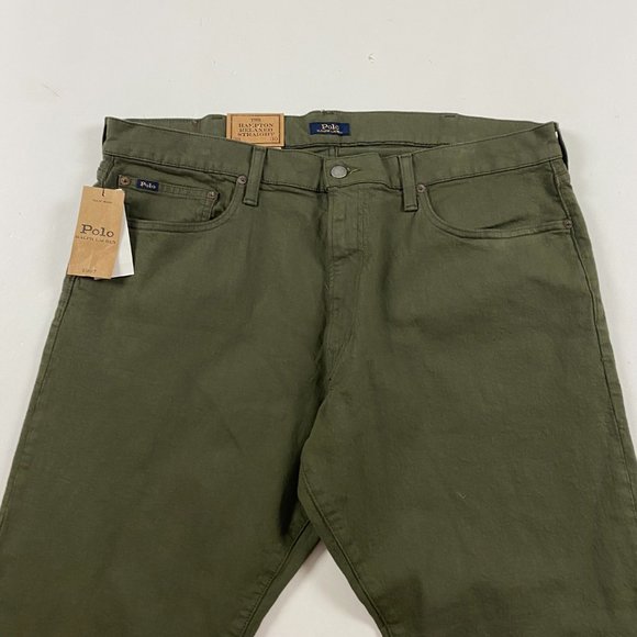 NWT Polo Ralph Lauren Hampton Relaxed Straight Jeans Mens 38 x 30 Olive Green - Picture 3 of 15
